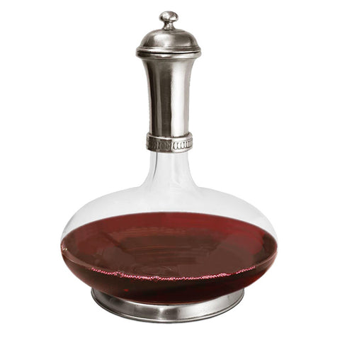 Baiocco Lidded Decanter - 1.4 L - Handcrafted in Italy - Pewter & Crystal Glass