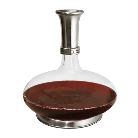 Baiocco Decanter - 1.4 L - Handcrafted in Italy - Pewter & Crystal Glass
