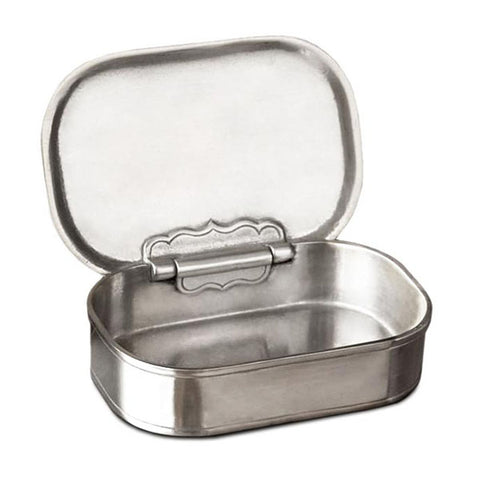 Brixia Rounded Lidded Box - 9.5 cm x 6.5 cm - Handcrafted in Italy - Pewter
