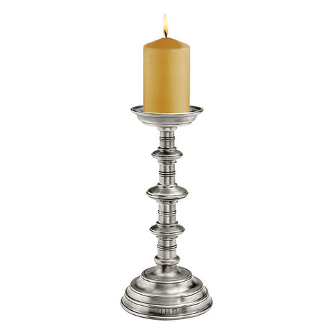 Castello Pillar Candlestick - 36 cm Height - Handcrafted in Italy - Pewter