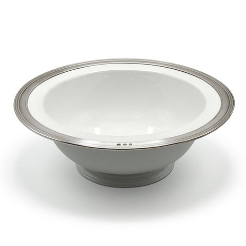 Gianna White Footed Bowl 38 cm - Handcrafted in Italy - Pewter & Ceramic