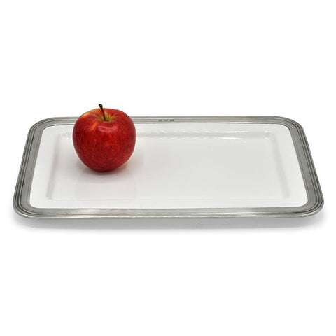 Gianna Rectangular Serving Platter - 37.5 cm x 24 cm - Handcrafted in Italy - Pewter & Ceramic