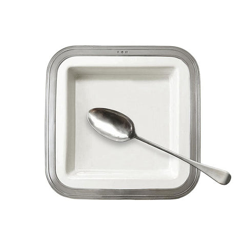 Gianna Square Serving Platter - 30 cm x 30 cm - Handcrafted in Italy - Pewter & Ceramic