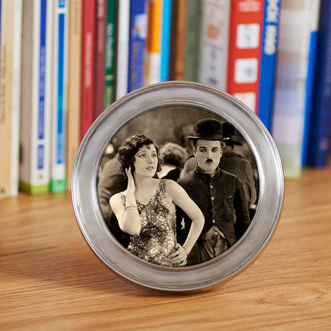 Lugano Round Frame - 17 cm - Handcrafted in Italy - Pewter