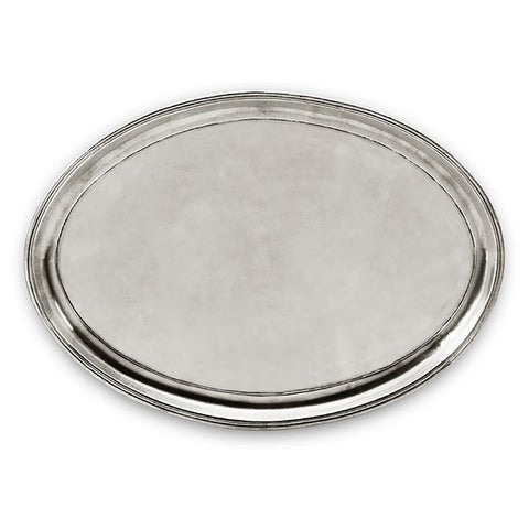 Medieval Oval Tray - 41 cm x 29 cm - Handcrafted in Italy - Pewter