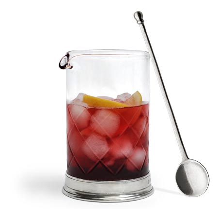 Sirmione Cocktail Mixing Glass & Stirrer Set - 70cl - Handcrafted in Italy - Pewter & Crystal Glass