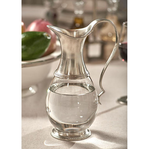 Veneto Decanter (with handle) - 1 L -  Handcrafted in Italy - Pewter & Crystal Glass