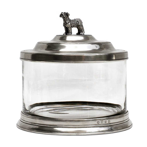 Bassano Glass Pet Storage Jar - 3.6 L - Handcrafted in Italy - Pewter & Glass