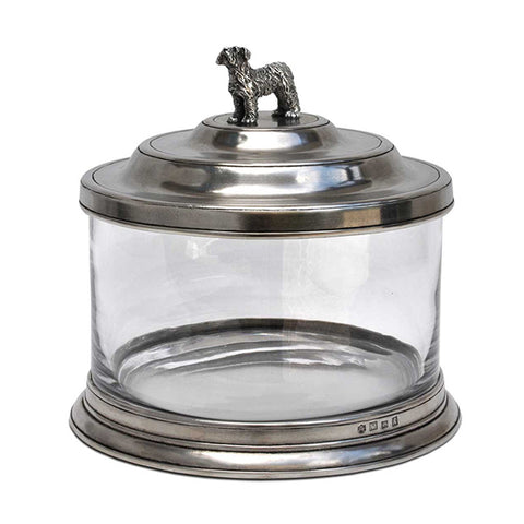 Bassano Glass Pet Storage Jar - 3.6 L - Handcrafted in Italy - Pewter & Glass