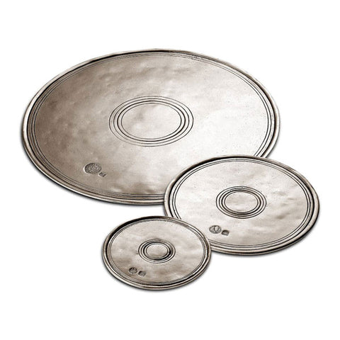 Palio Circular Placemat (Set of 2) - 14 cm Diameter - Handcrafted in Italy - Pewter