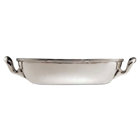 Andrea Doria Oval Bowl (with handles) - 23.5 cm x 17.5 cm - Handcrafted in Italy - Pewter