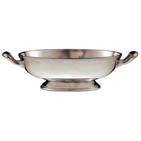 Andrea Doria Oval Footed Bowl (with handles) - 33 cm x 24 cm - Handcrafted in Italy - Pewter