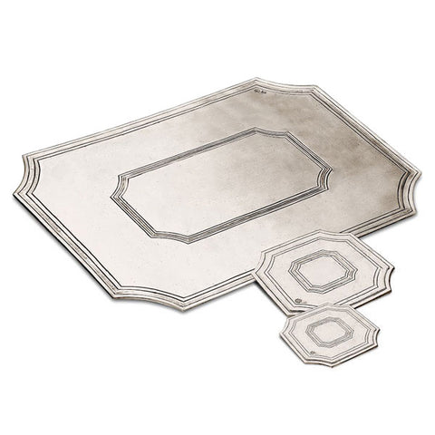 Arezzo Octagonal Coaster (Set of 2) - 9 cm x 9 cm - Handcrafted in Italy - Pewter