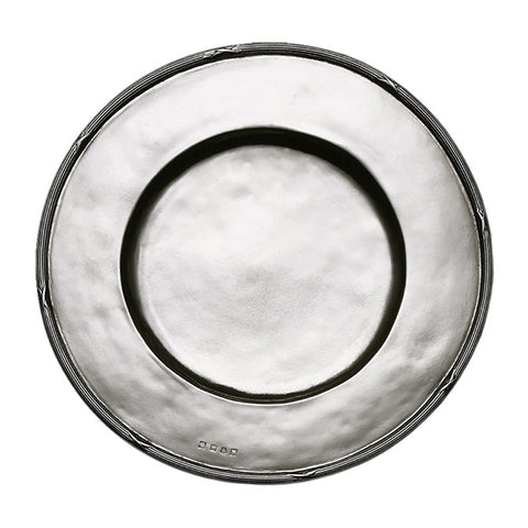 Andrea Doria Scribe Rimmed Charger - 32 cm Diameter - Handcrafted in Italy - Pewter
