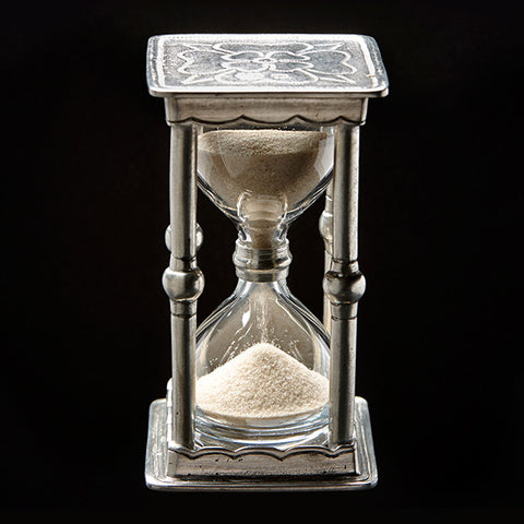 Archimède Hourglass - 11.5 cm Height - Handcrafted in Italy - Pewter & Glass