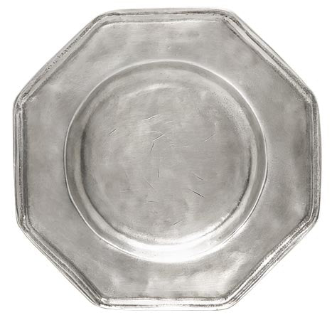 Arezzo Octagonal Wine Bottle Coaster - 17cm Diameter - Handcrafted in Italy - Pewter