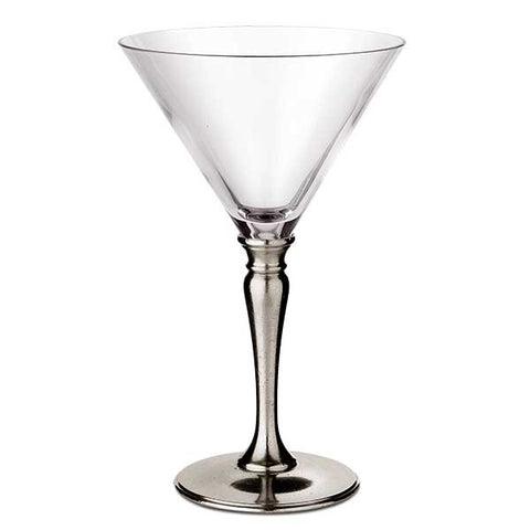 Barolo Martini Glass (Set of 2) - 21 cl - Handcrafted in Italy - Pewter & Crystal