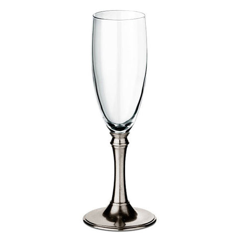 Botticino Champagne Glass (Set of 2) - 17 cl - Handcrafted in Italy - Pewter & Glass