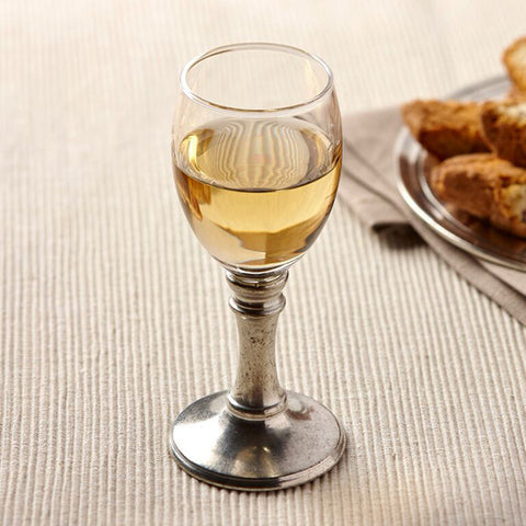 Botticino Liqueur Glass (Set of 2) - 6.5 cl - Handcrafted in Italy - Pewter & Glass