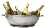 Baiocco Beaded Footed Oval Basin (with handles) - 44 cm - Handcrafted in Italy - Pewter