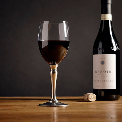 Barolo All Purpose Wine Glass (Set of 2) - 30 cl - Handcrafted in Italy - Pewter & Crystal