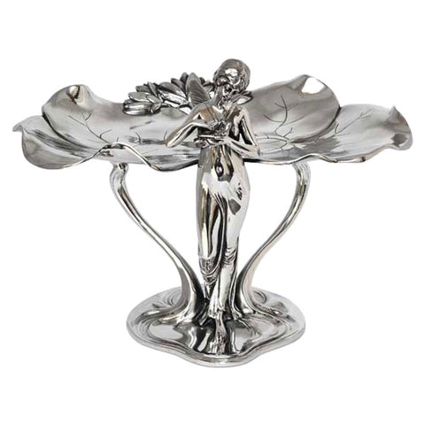 Art Nouveau-Style Donna Tray & Jewellery Stand - 21 cm Height - Handcrafted in Italy - Pewter/Britannia Metal