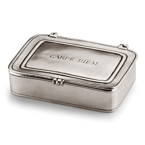 Carpe Diem Lidded Box - 11.5 cm x 8 cm - Handcrafted in Italy - Pewter