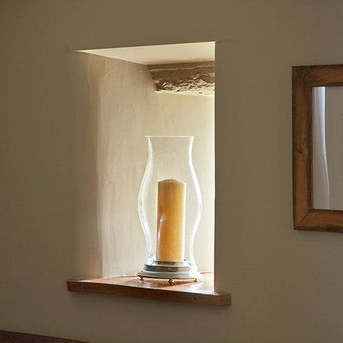 Catrina Convertible Hurricane Lamp (with feet) - 54 cm Height - Handcrafted in Italy - Pewter & Glass