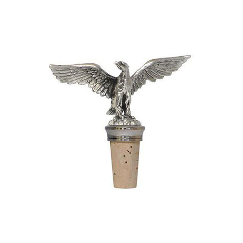 Combo Eagle Statuette Bottle Stopper - 8.5 cm Height - Handcrafted in Italy - Pewter/Britannia Metal & Cork
