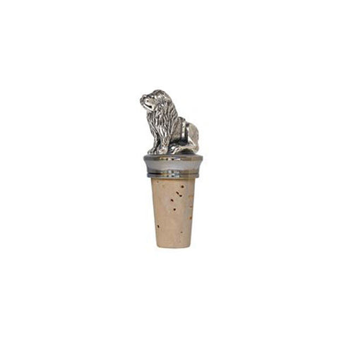 Combo Lion Figurine Bottle Stopper - 7.5 cm Height - Handcrafted in Italy - Pewter/Britannia Metal & Cork