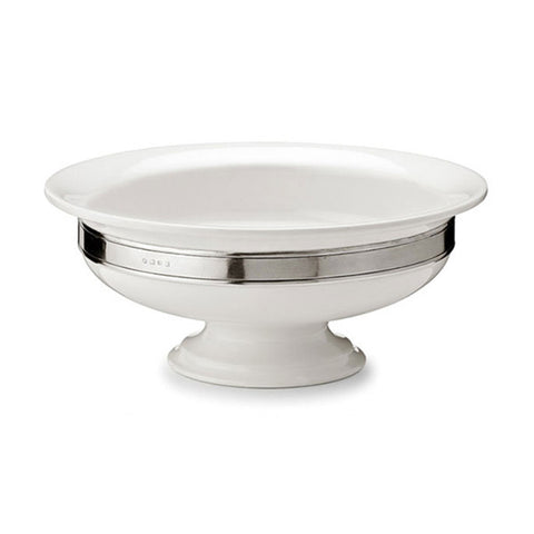 Convivio Footed Bowl - 38 cm Diameter - Handcrafted in Italy - Pewter & Ceramic