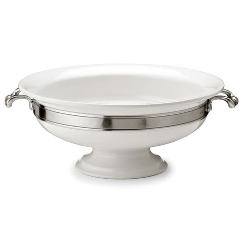 Convivio Footed Bowl (with handles) - 38 cm Diameter - Handcrafted in Italy - Pewter & Ceramic
