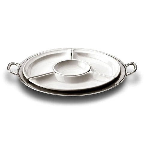 Convivio Sectional Platter - 48.5 cm - Handcrafted in Italy - Pewter & Ceramic