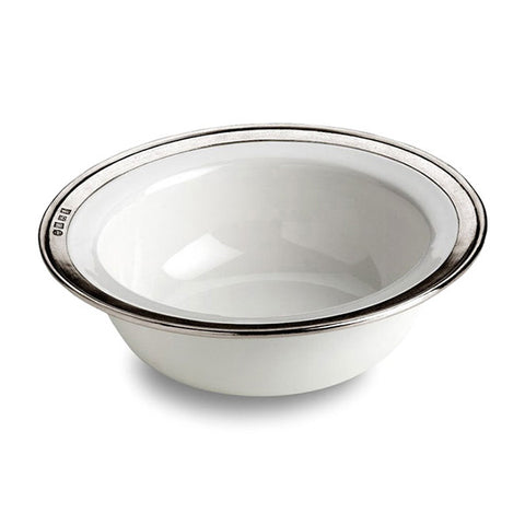 Convivio Cereal Bowl (Set of 2)- White - 20 cm Diameter - Handcrafted in Italy - Pewter & Ceramic