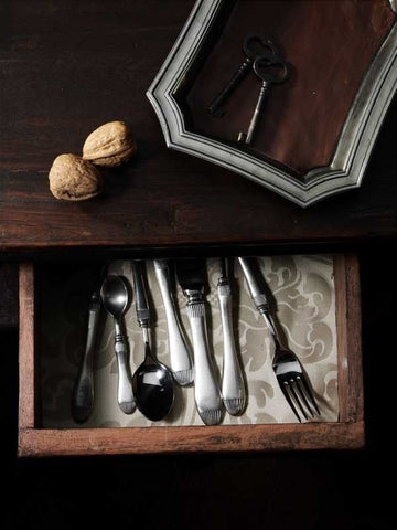 Daniela Carving Fork - 28.5 cm Length - Handcrafted in Italy - Pewter & Stainless Steel