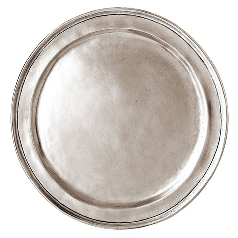 Eridio Narrow Rim Plate - 30 cm Diameter - Handcrafted in Italy - Pewter