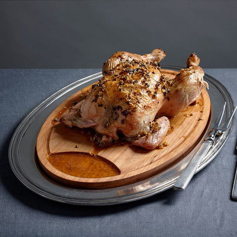 Etruria Carving Platter - 53.5 cm x 34 cm - Handcrafted in Italy - Pewter & Cherry Wood