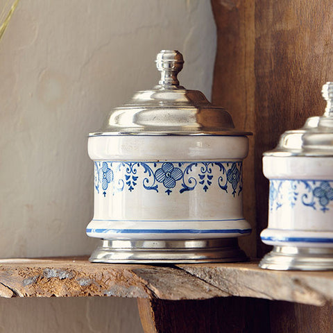 Faenza Storage Jar - 70 cl - Handcrafted in Italy - Pewter & Ceramic