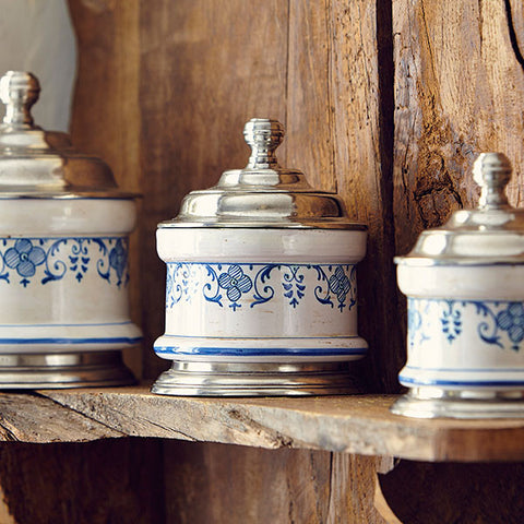 Faenza Storage Jar - 30 cl - Handcrafted in Italy - Pewter & Ceramic