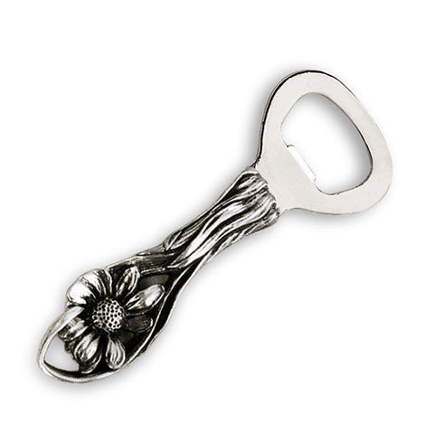 Art Nouveau-style Fiori Bottle Opener - Oxeye Daisy - 11 cm - Handcrafted in Italy - Pewter & Stainless Steel