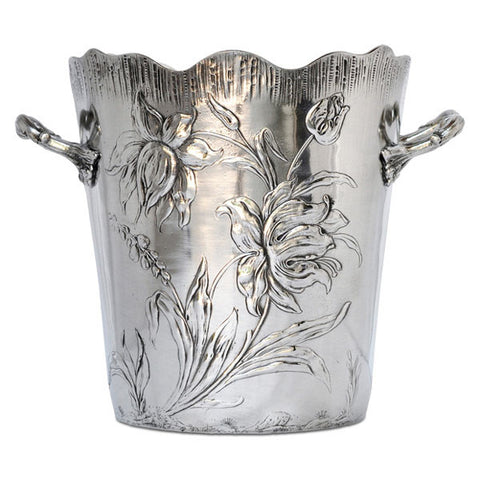 Art Nouveau-Style Fiori Champagne Bucket - 20 cm Diameter - Handcrafted in Italy - Pewter