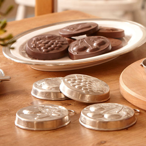 Frutta Chocolate Moulds (Set of 6) - 9.5 cm Diameter - Handcrafted in Italy - Pewter