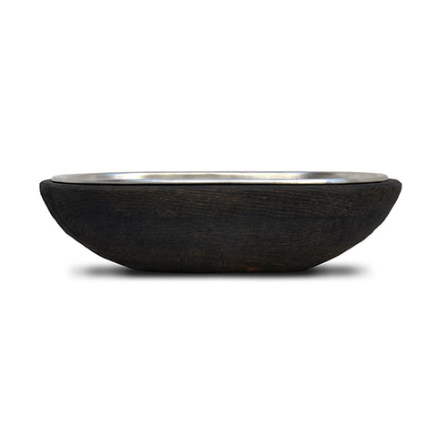Fuga Oval Bowl  - 27 cm x 15 cm - Handcrafted in Italy - Pewter & Wood