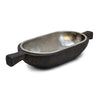 Fuga Oval Bowl (with handles) - 44 cm x 17.5 cm - Handcrafted in Italy - Pewter & Wood