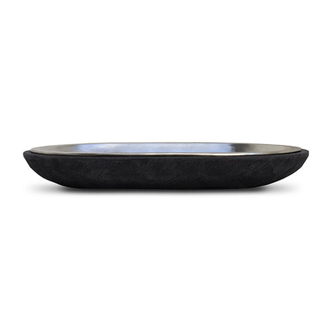 Fuga Oval Platter - 40.5 cm x 25.5 cm - Handcrafted in Italy - Pewter & Wood