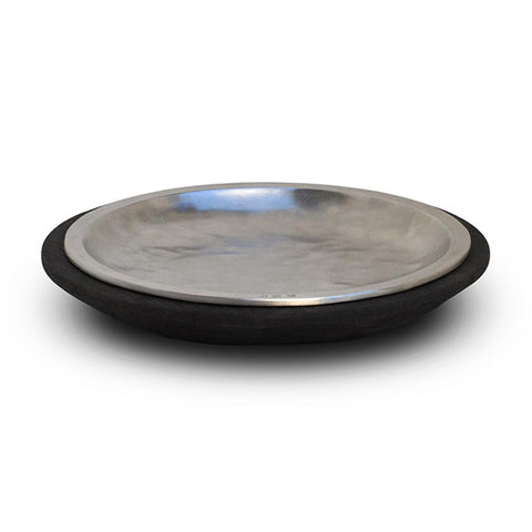 Fuga Plate - 20.5 cm Diameter - Handcrafted in Italy - Pewter & Wood