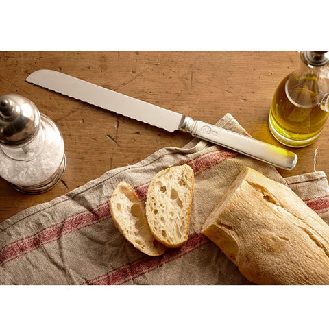 Gabriella Bread Knife - 30.5 cm Length - Handcrafted in Italy - Pewter & Stainless Steel