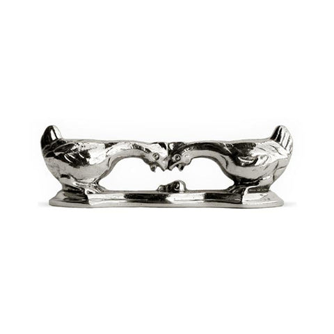 Art Nouveau-Style Gallina Hens Knife Rest - 8.5 cm Length - Handcrafted in Italy - Pewter