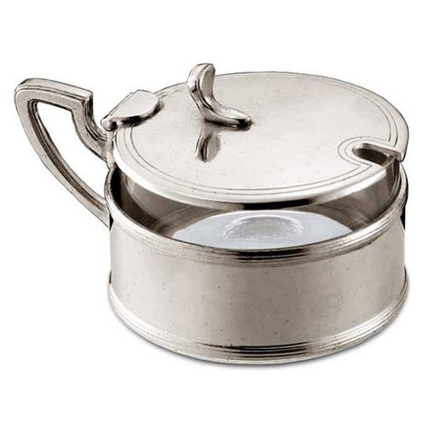 Genova Parmesan Dish (with handle) - 10.5 cm Diameter - Handcrafted in Italy - Pewter & Glass