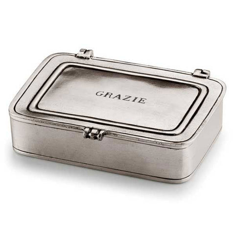 Grazie Lidded Box - 9.5 cm x 6.5 cm  - Handcrafted in Italy - Pewter